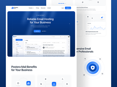Postera - Email Hosting for Your Business agency branding business clean design inbox mail menu message postbox product design send ui ux visual web design