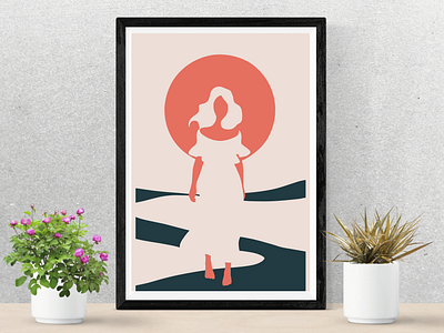 Chasing Daylight art art print boho canva daylight illustration pastel poster print sun sunrise wall art woman