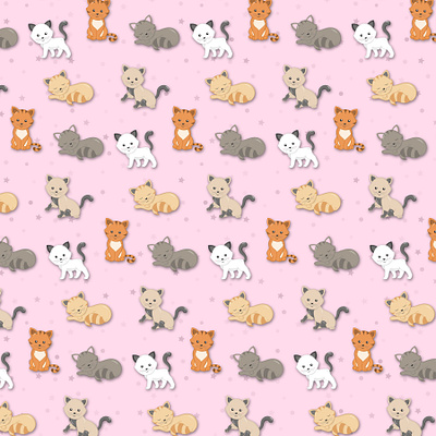 Funny Cat Activities Patterns On Pink Background design illustration