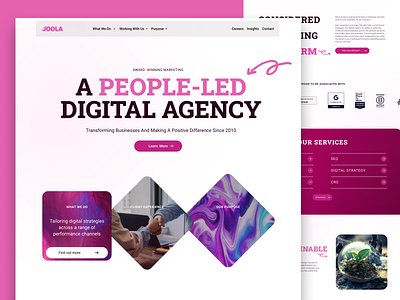 Joola Digital agency landing page for better conversion rate clean design digital agency landing page product design ui ux ux ui visual web design