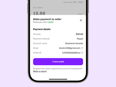 P2P Trade; Seller's Payment Details p2p ui ux web3