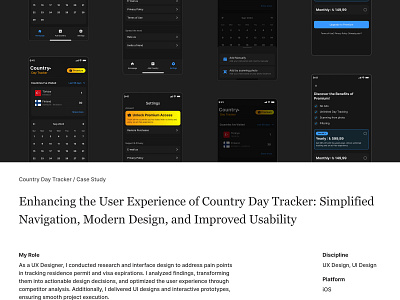 Country Day Tracker - Case Study casestudy countrydaytracker iosdesign mobiledesign userresearch ux uı visualdesign