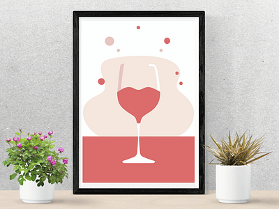 A Sip of Reflection art print boho glass of wine illustration pastel poster print printable red red wine reflection soft colors stillness wine