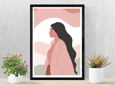 Silent Path to Peace art print black hair colors dream dreamy frame peace peaceful printable shades soft colors yoga