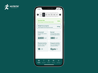 Nutritik Performance - Fitness Habits Progress fitness nutrition product design training ui ux