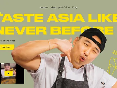 concept for the Сhef Сhris Сho. asia brand branding composition cuisine design illustration typography ui ux wok yellow