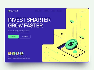 GrowFund- Finance Website Design b2b clean design financial fintech fintech website investment investment website management minimalist modern money service startup stock ui ux web design website