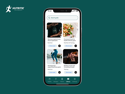 Nutritik Performance - In app Articles about Fitness & Nutrition design fitness nutrition product design training ui ux