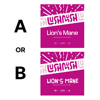 A or B? branding cmyk comparison design exciting fun graphic design logo logo design logotype magenta packaging pink pouch print typography vibrant wordmark