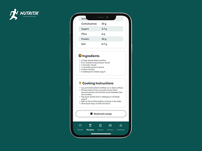 Nutritik - Recipes with Ingredients & Cooking Instructions cooking fitness nutrition product design recipe training ui ui ux design ux