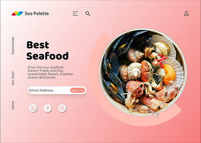 Sea Palette - A Culinary Voyage Web Design. branding cleandesign creativedesign designinspiration food foodphotography graphicdesign landingpage moderndesign motion graphics portfolio responsivedesign restaurantdesign seafood ui uiux userexperience userinterface webdesign