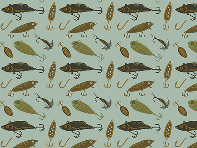 Fishing Lure Pattern fishing fishing lures fly fishing lures masculine outdoors pattern pattern design print repeat repeat pattern seamless pattern sport surface design wallpaper