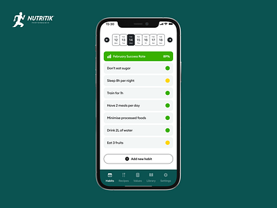 Nutritik Performance - Nutritional & Training Habits Tracker cooking design fitness nutrition product design training ui ux