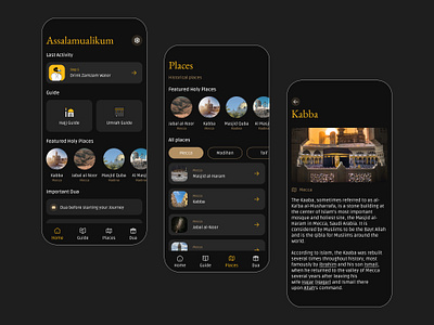 Hajj and Umrah Guide 🤲 | Mobile App app dark mode guide hajj islam islamic app pilgrim prayer rufo studio rufostudio ui umrah ux