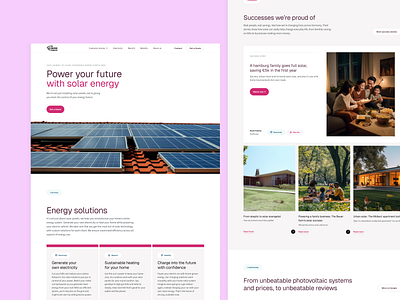 Solar energy marketing homepage gallery homepage imagery interface landing page magenta marketing marketing website product solar energy solar panels typography ui user interface ux website