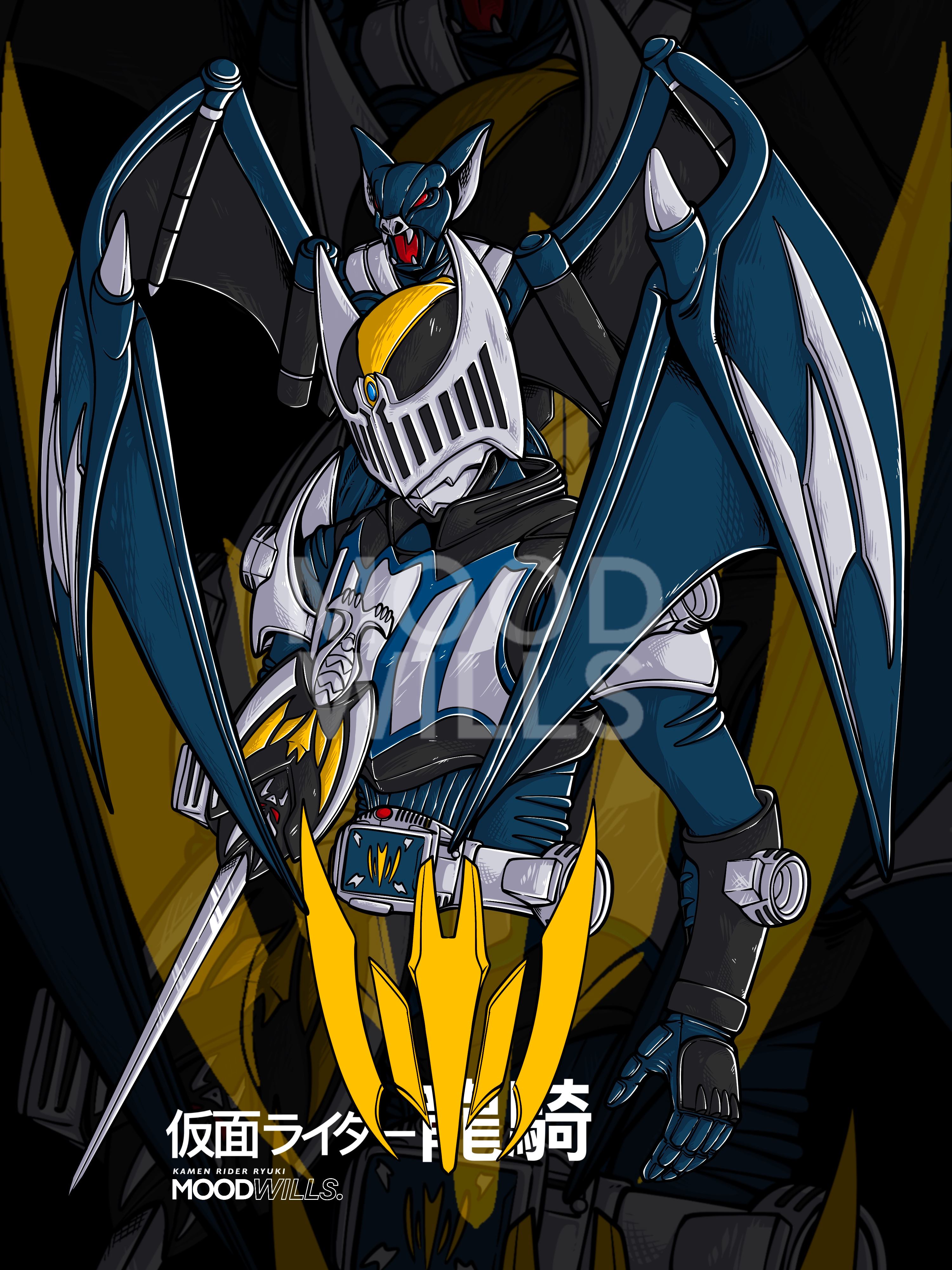 Fanart | Knight | Kamen Rider Ryuki 2dart cartoon charcter drawing fanart graphic design illustration illustrationart kamenrider