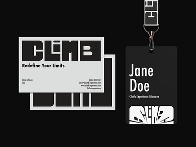 Bold & Classy: Black-and-White Business Card & ID Card black and white bold brand design branding business card climb creative branding graphic design id card kaleidoscope lanyard logo logo design strong typography typeface typepattern typography