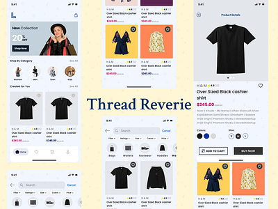 Thread Reverie | A clothing Apparel | New Project 2024 2024 brand clothing app fashion graphic design mart poppins portfolio serif ui uiux