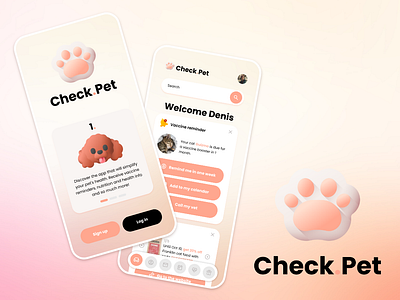 Check.Pet - Mobile App to Simplify Your Pets' Health app branding design logo mobile app product design ui ux