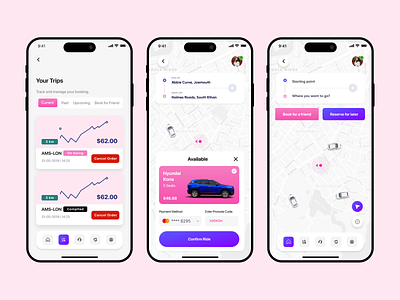 Berlina | UI UX Design | Taxi App berlina app delivery driver passenger rider taxi app ui ux design women ride