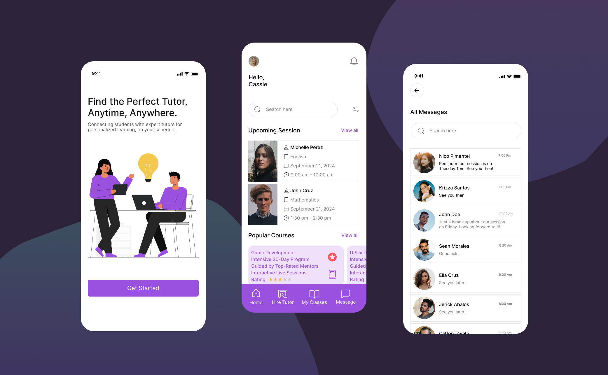 Example of Tutor Finder App (UI/UX)