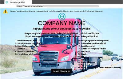 Driver Recruitment Web design forms homepage ui