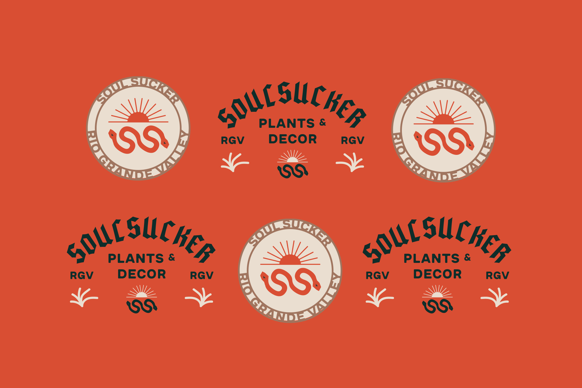 SS Plant Shop Desert Logos branding desert design geometric graphic design icon illustration logo mark snake sun sunrise vector