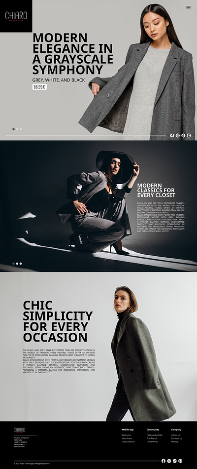 CHIARO Web Site branding graphic design ui website