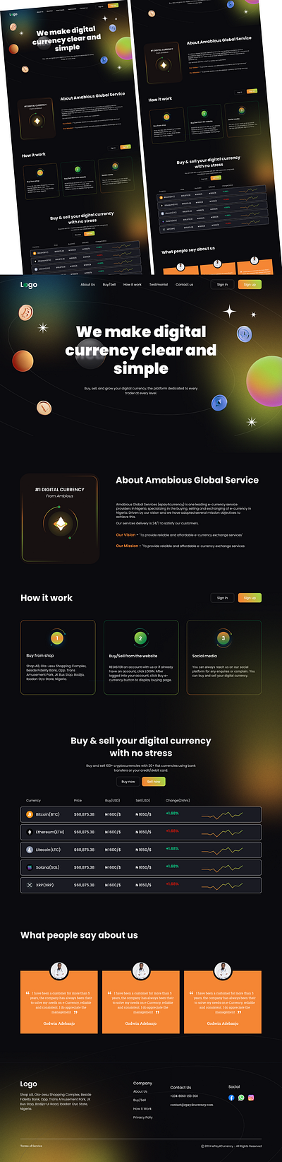 Cryptocurrency Website Landing Page landing page ui uiux website website design