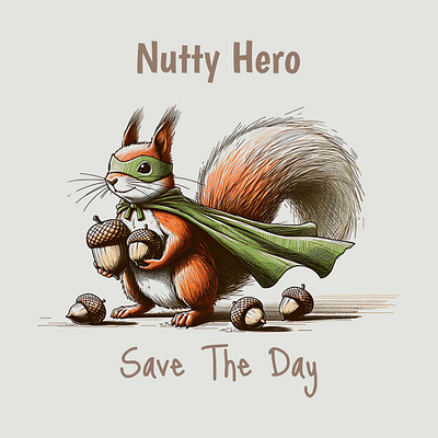 Nutty Hero animal cartoon cute funny kittl kittldesign nutty nutty hero printondemand pun save the day squirrel tshirt tshirtdesign