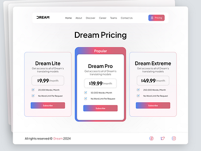 Pricing - Website UI Design ai art best pricing ui landing page premium app ui premium app ui design premium membership screen premium page pricing pricing page pricing page design pricing page ui pricing page ui design pricing ui pricing ui design purchase screen design subscription ui design ui