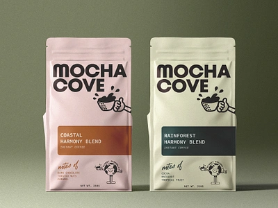 Premium Coffee Brand + Packaging Design | Mocha Cove brand designer branding coffee branding cpg creative branding design ecofriendly graphic design illustration logo logo design logo designer mascot design packaging packaging design packaging designer premium coffee sustainable branding