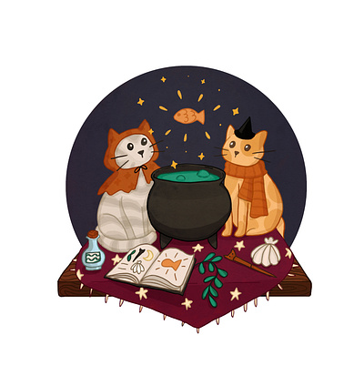 A Ritual of Snacks art cats illustration