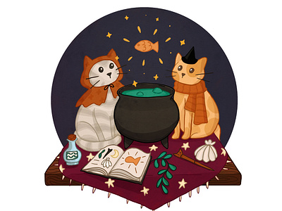 A Ritual of Snacks art cats illustration