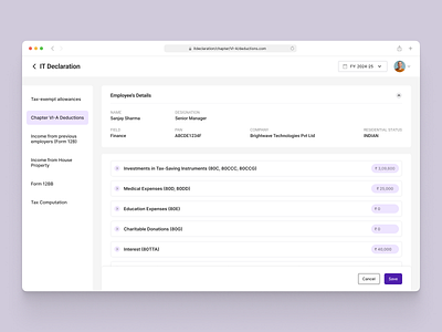 Simplified Website UI - Tax Declaration cleanui financeapp minimaldesign productdesign saas simplifiedux taxdeclaration uidesign uxdesign webappdesign