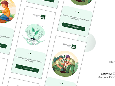 🌿 Plantation NGO App - Launch Tour Designs 🌿 colorpalette designinspiration designprinciples designprocess logo minimaldesign mobileappdesign natureinspired sustainability typography userexperience userinterface uxdesign