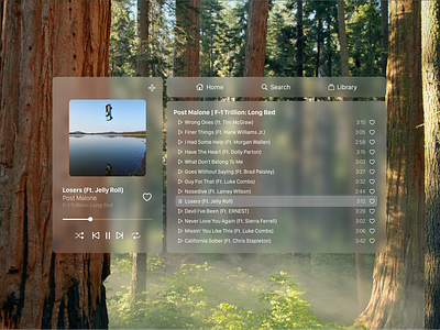 DailyUI #009 apple glass music music player transparent ui vision pro