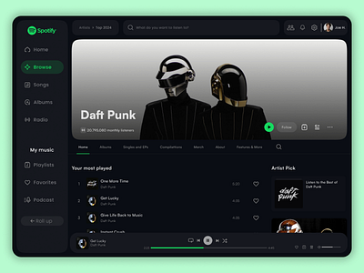 Spotify Redesign concept app appdesign branding clean clean design dark design dark mode design graphic design illustration modern music app trending typography ui ui design ux ux design web app web design