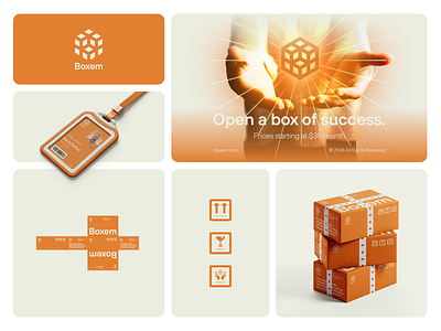 Boxem Direction 4 amazon brand identity branding branding and identity clean design dribbble graphic design hang tag identity illustration logo logo design minimal modern orange photo photography simple visual identity