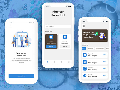 Job mobile app design find a job freelancer app graphic design job app job mobile 📲 mobile app ui ux designer website design