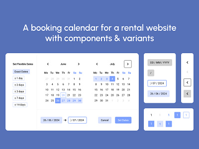 Design concept Calendar booking booking calendar calendar components ui ui kit variants