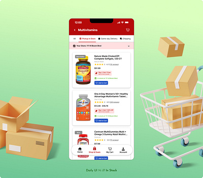 Daily UI Challenge #096 - In Stock clean ui daily ui 96 daily ui challenge ecommerce in stock mobile app online shop