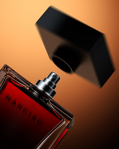 Narciso Rodriguez parfum fake commercial shots 3d 3d product rendering advertising aesthetic branding dark mode glass maxon cinema 4d parfume redshift