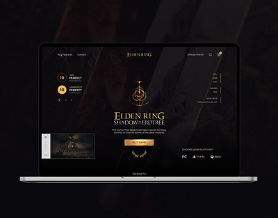 Elden Ring: Shadow of the Erdtree - Web Design Concept concept design dark fantasy elden ring elden ring dlc fantasy website game art game concept art game design gaming gaming ui interactive design modern ui open world games shadow of the erdtree web design website concept