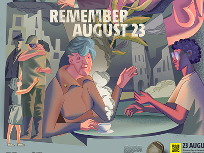 Remeber August 23 campaign community conversation graphic design history illustration lecture military mural outdoor peace rememberance ruins streetart war