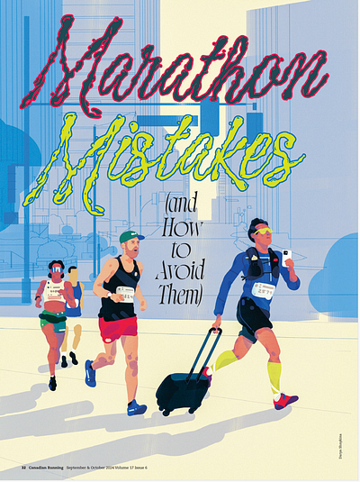 Darya Shnykina for Canadian Running conceptual illustration editorial illustration how to run a marathon illustration illustrationart illustrationartist illustrationzone illustrator marathon run runner sport training