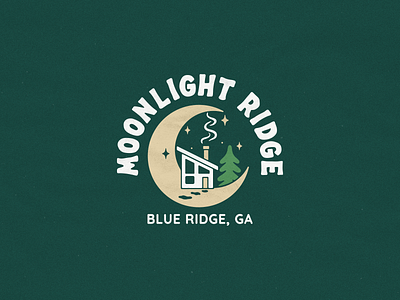 Moonlight Ridge airbnb branding commission design distressed graphic design handdrawn illustration logo outdoors rental vector wild