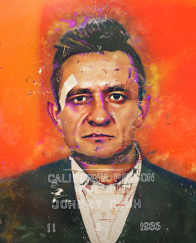 Johnny Cash Poster band poster graphic design johnny cash music poster photoshop photoshop art poster poster design vibrant