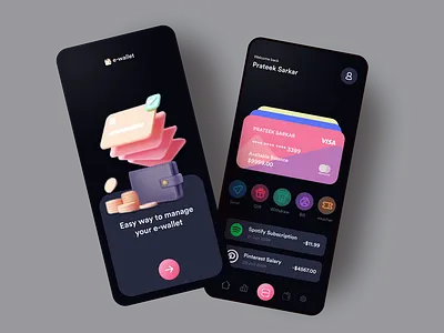 E- wallet Design 3d animation branding graphic design ui