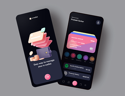 E- wallet Design 3d animation branding graphic design ui